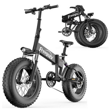 Freego EM-20FB 20\'\' 1000W Fat Tire Foldable Electric Bike for Adults with 48V & 10AH Removable Battery, 30Mph Max Speed & 35Miles Long Range Ebike