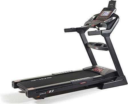 SOLE F63 Treadmill, Home Workout Foldable Treadmill with Integrated Bluetooth Smart Technology, Device Holder, LCD Screen, USB Port, Lower-Impact Design