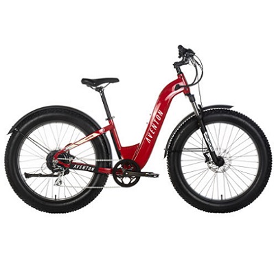 Aventon Aventure ST 750 W Step-Through Electric City Bike with up to 72km Battery Range - Medium - Red