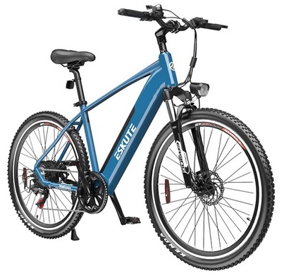 ESKUTE Netuno Plus Electric Mountain Bike 27.5*2.1\'\' Tire 500W Motor 22mph Max Speed 48V 15Ah Battery 53 Miles Range - Blue