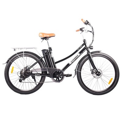 KAISDA K6 Pro Electric City Bike 26 Inch 36V 12.4Ah 350W Motor 32Km/h Max Speed Shimano 7-Speed E-bike IP54 Waterproof LED Light - Black