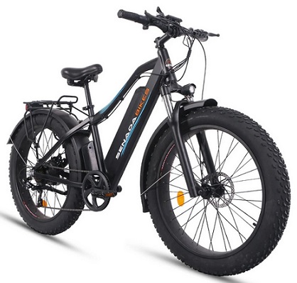 Senada Saber 48V/15Ah 1000W Fat Tire Electric Mountain Bike 48V 15Ah Battery 28-50 miles Range