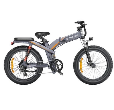 ENGWE X24 Electric Bike 24*4.0 inch Fat Tire 50km/h Max Speed 48V 1000W Motor 19.2Ah & 10Ah Dual Battery for 150km Range 150kg Load Shimano 8-Speed Dual Hydraulic Disc Brake - Grey