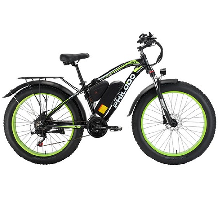 PHILODO H7 Pro All-Terrain Electric Fat Bike 26 Inch 1000W 48V 17.5Ah Battery 31mph Max Speed 33-35 Miles Range 21 Speed Ebike