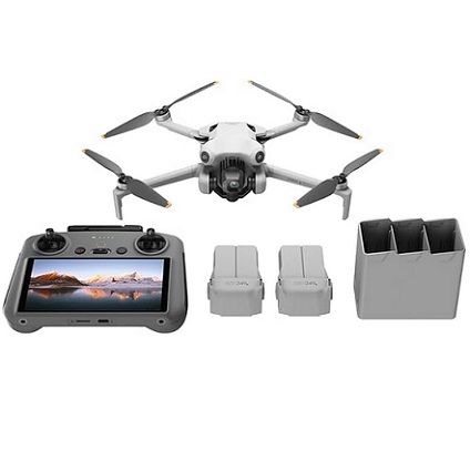 DJI Mini 4 Pro Fly More Combo with DJI RC 2 (Screen Remote Controller), Folding Mini-Drone with 4K HDR Video Camera for Adults, Under 0.549 lbs/249 g, 2 Extra Batteries for 34-Min Flight Time