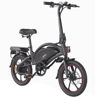 DYU D16 Folding Electric Bike 16 inch Tire 250W Brushless Motor 36V 10AH Battery 25km/h Max Speed 55km Max Range 120kg Load Capacity Dual Battery