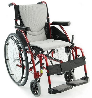 Karman S115 25 lbs Ultra Light Ergonomic Wheelchair with Removable Footrest Red Color 18\