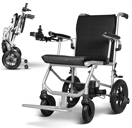 Ultra-Lightweight (30 lbs) Folding Electric Wheelchair for Adults and Seniors (Black)