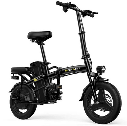 SOHAMO A2 Folding Electric Bike 350W 48V 16Ah Battery 14 Inch 32-65KM Mileage Range Max Load 100KG Electric Bicycle