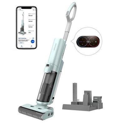 Proscenic WashVac F20 Cordless Wet Dry Vacuum Cleaner, Self-Cleaning, 15KPa Suction, 1L Water Tank, 4000mAh Detachable Battery, 45Mins Runtime, LED Display, App/Voice Control - Blue