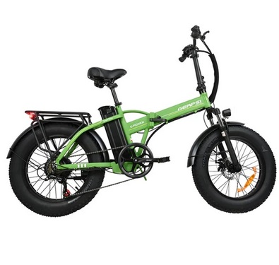 BAOLUJIE DZ2001 Folding Electric Bike, 20*4.0 inch Fat Tires 48V 12Ah Battery 500W Motor 45km/h Max Speed 30-40km Range Disc Brake - Green