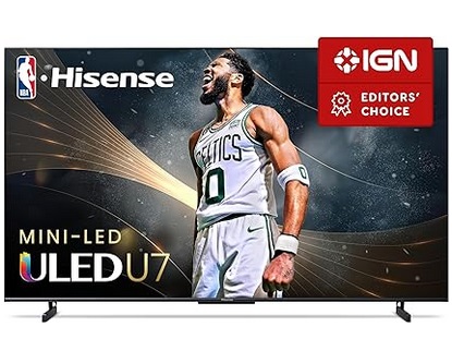 Hisense 65U7K 65-Inch Class U7 Series Mini-LED ULED 4K UHD Google Smart TV (2023 Model) - QLED, Native 144Hz, 1000-Nit, Dolby Vision IQ, Full Array Local Dimming, Game Mode Pro, Alexa Compatibility