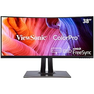 ViewSonic VP3881A 38-Inch QHD Wide 1440p IPS WQHD+ Curved Ultrawide Monitor with ColorPro 100% sRGB Rec 709, Eye Care, HDR10 Support, USB C, HDMI, USB, DisplayPort for Professional Home and Office