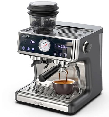 HiBREW H7A Coffee Maker Espresso Machine, 20 Bar Pressure, Dual Boiler System, 30 Levels Grinder, 250g Coffee Bean Capacity, LCD Touch Screen