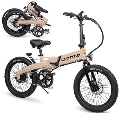 LECTRIC XP Lite Adult Folding Electric Bike - Weighs Only 46lbs | 40+ Mile Range w/ 5 Pedal-Assist Levels | 20mph Top Speed Class 1 and 2 eBike - Sandstorm