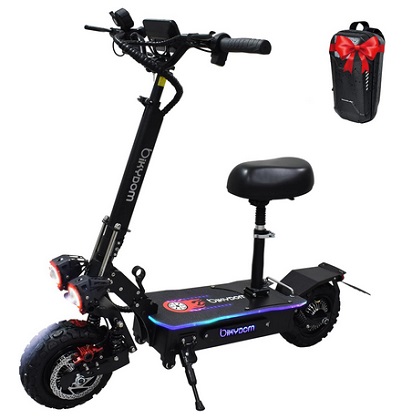 Bikydom Q06 Pro Electric Scooter 5600W 60V 27Ah Battery 50MPH,Dual Drive Foldable Scooter,Off Road Fat Tire EScooter with Seat Heavy Duty 440lbs
