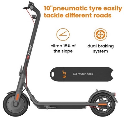 NAVEE V25 600W Electric Scooter, 19mph Max MPH & 15.5Miles Range, 10\'\' Pneumatic Tire, IP55 Waterproof, Foldable E-Scooter for Adults College Student Scooter Enthusiasts