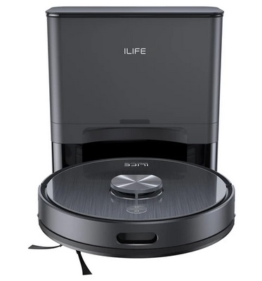 ILIFE T20S Robot Vacuum Cleaner, 5000Pa Suction Power, 260mins Runtime, Self-Emptying Station System, LDS Navigation, App Control, 3.5L Dust Bag - Black