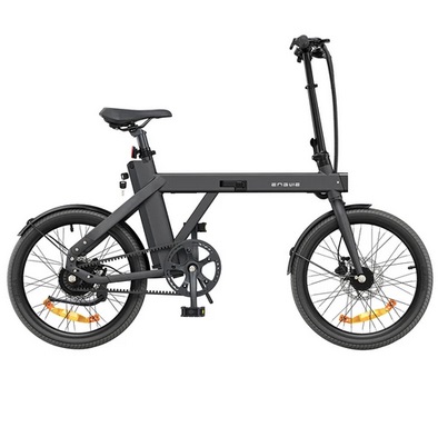 ENGWE P20 20 inch Folding Electric Bike, 250W Silent Motor Torque Sensor, Carbon Belt 36V 9.6Ah Battery 100km range,25km/h Max Speed, Dual Disc Brake, 18.5kg Light Weight Turn Signal - Black