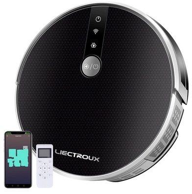 Liectroux C30B Robot Vacuum Cleaner 6000Pa Suction with AI Map Navigation 2500mAh Battery Smart Partition Electric Water Tank APP Control - Black