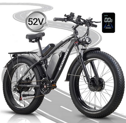 ECOCOGY G7 Electric Bike 2000W Dual Motor AWD Ebike with 52V 23Ah Battery 36.8MPH 7 Speed E Bike, 26\