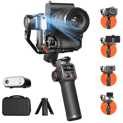 Hohem iSteady MT2 Kit Camera Stabilizer with AI Tracker/Magnetic Fill Light, All in One 3-Axis Gimbal Stabilizer for Mirrorless Camera Smartphone Compact/Action Camera, Native Vertical Shooting
