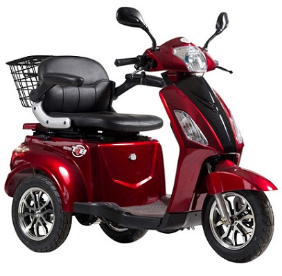 T4B LU500W 3-Wheel Electric Mobility Scooter for Elderly and Adults - Compact, Heavy-Duty, Long-Range - 48V Battery, 20AH, 3 Speed, Red