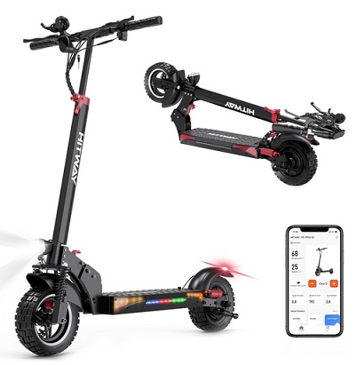 Hitway H5 Pro Folding Electric Scooter 13AH Battery, 500W High Power Motor, App Compatible, Disc Brakes, LED Lighting,Dual shock absorbers Escooter