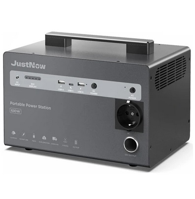 JustNow JNB600 Portable Power Station, 460Wh LiFePO4 Battery, AC 630W Peak 900W, 3500+ Cycles, 50-55dB, 3 Ways Charging