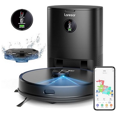 Laresar L6 Pro Robot Vacuum Cleaner with Mop,3500Pa Robotic Vacuum with 3.5L Self Emptying Station,Works with Alexa,Editable Map,Lidar Navigation,3 In 1,Robot Hoover for Pet Hair,Smart App Control