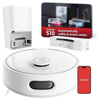 SwitchBot S10 Floor Cleaning Robot, Dual Station, Auto-Fill & Drain Water, Auto Mop Dry & Wash, Self-empty, 6500Pa