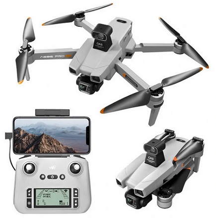 AE86 PRO MAX GPS 8KM 5G Repeater Digital FPV with 4K HD Camera 3-Axis EIS Gimbal 360° Obstacle Avoidance Touchable LCD Screen Controller Brushless Foldable RC Drone Quadcopter RTF - Grey With Obstacle Avoider Two Batteries