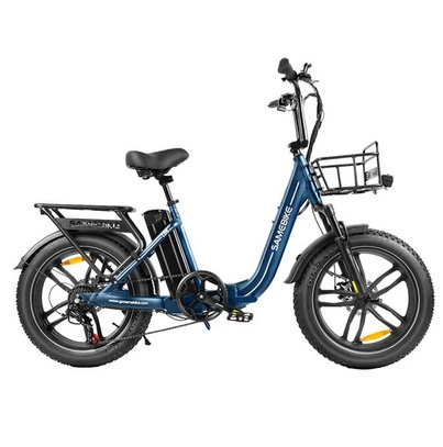 SAMEBIKE C05 Pro Electric Bike, 500W Motor, 36V 13Ah Battery, 20*4-inch Tires, 35km/h Max Speed, 70km Max Range, Mechanical Disc Brakes, Shimano 7 Speed - Dark Blue