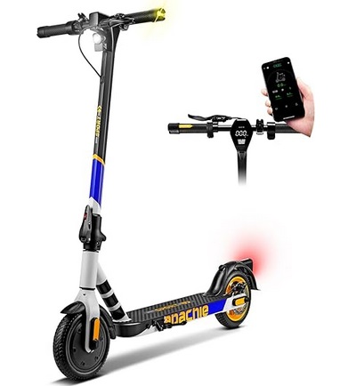 Apachie M4S Folding Adult Electric Scooter, 350W Motor 30KM Range, 25km/h Max Speed, 3 Speed Modes, 8.5 Inch Solid Tyres, APP Control, Bluetooth