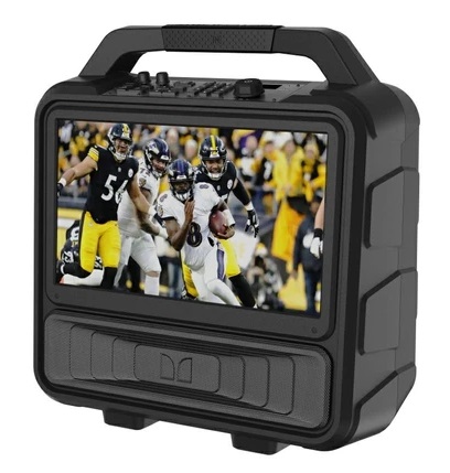 Monster Vmay Bluetooth Speaker with Built-in LCD TV, 15.6” Full HD Screen, 60W Audio, 8 Hours Video Playback, 25 Hours Audio Playback