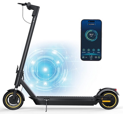 Aovopro ESMAX 500W Electric Scooter, Waterproof, 27 Mile Range, 10 Inch Solid Tires, Anti-Puncture Self-Sealing Air Tyre, Digital Display, Black
