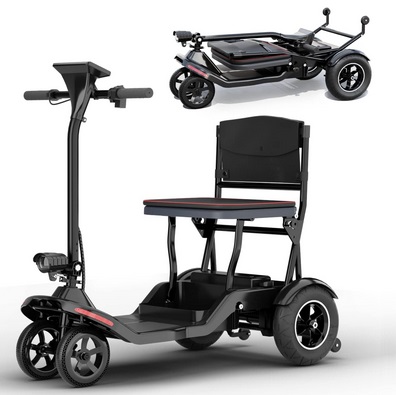 Tomofree DB008 Mobility Electric Scooter for Senior, Reverse Function, 250W Motor, 4 Wheels Motorized Folding Scooter for Adults, 18 Miles Range 6MPH 24V 12.5AH, Lightweight Plegable