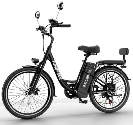 Tomofree CS20 Step Through Ebike for Adults 500W 48V 20Ah, 7 Gears, 50 Miles, 24in Beach Cruiser Ebike