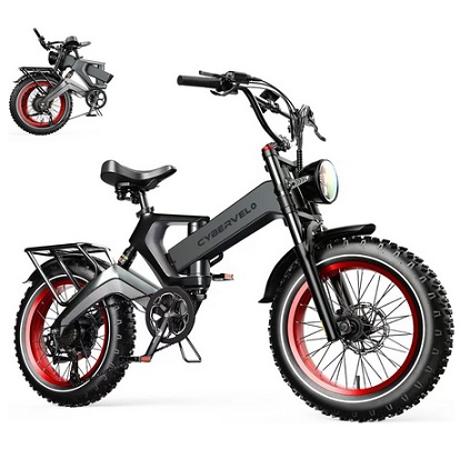 Cybervelo EK6 Electric Bike Max Super Power Peak 2000W Motor and Super Battery 48V 25 Ah Up to 36MPH and 100 Miles, 8-Speed 20\