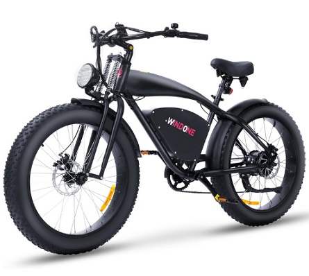 Windone K20 Electric Bike for Adults, Up to 60 Mile Range & 30 MPH Speed Ebike, 26\'\' x 4\'\' Fat Tire E Bike with Shimano 7 Speeds, 1500W Peak Adult Electric Bicycle for Commute Beach Snow