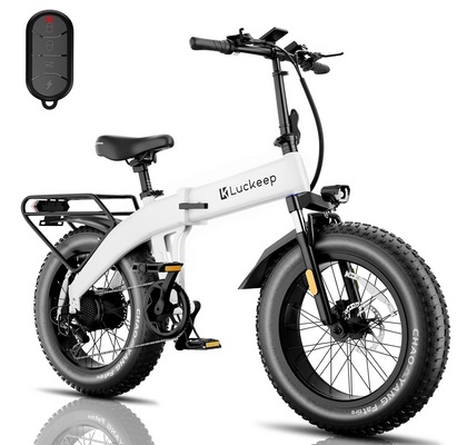Luckeep X1 Lite Electric Bike 1200W Peak, 28MPH 60 Miles,720WH Battery 20x 4.0 Fat Tire Folding Ebikes for Adults Foldable with Anti-Theft Alarm/BAFANG Motor/Hydraulic Brakes/APP & UL 2849 - White