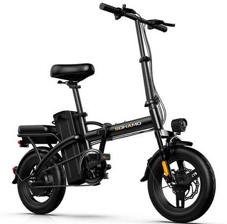 SOHAMO A1 Folding Electric Bicycle 400W 36V 15Ah Battery 14*2.1 Inch 32-65KM Mileage Range Max Load 100KG