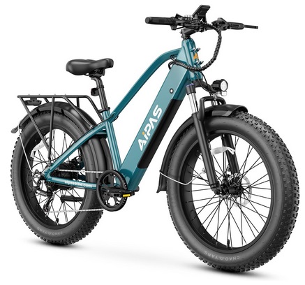Aipas M2 Electric Bike,1500W Peak Motor Electric bike for adults, 26\'\' x 4.0\'\' Fat Tire Electric Mountain Bike with 480Wh Samsung Battery, 28MPH 45 Miles Ebike UL Certified 7 Speed